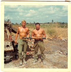 Sgt Jennings with Spadoman and RPG Feb 69