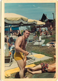 Steve Sinn at the pool in Cuchi during a stand down